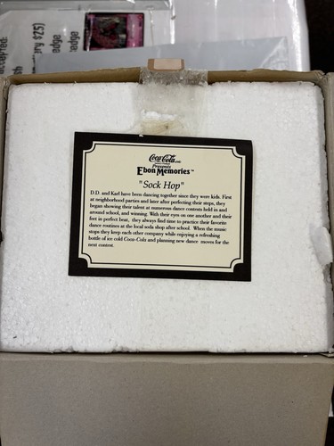Vintage 2000 Sock Hop Coca Cola Ebon Memories Statue W/ Box Coke Oldies Rare Ad - Picture 9 of 22