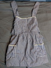 NWT vintage blue gingham full apron