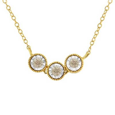 1/4 Carat Champagne Diamond 3 Stone Necklace in Two Toned Sterling Silver