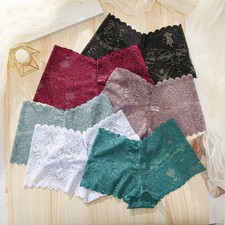 Lace Boyshort Panties Low Rise Women Floral Soft Lingerie S To XL 3 Pack