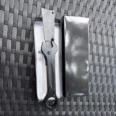 ElitEdge 10-944ZBK Black/Silver SS Pocketknife Straight Back Plain, Frame Lock
