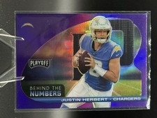2021 Panini Playoff Justin Herbert Behind the Numbers Purple Prizm Chargers