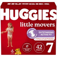 Huggies Little Movers Diapers Size 7 41 lbs - 42 Count, Leak Protect