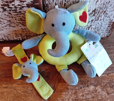 Jellycat Jelly Kitten Elefant Herz Poppet Rassel Set unglaublich selten & nicht mehr produziert
