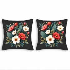 Set of 2 Decorative Throw Pillow Covers 18x18in - Vibrant Floral Design