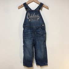 OshKosh B'gosh Denim Overalls Baby Toddler 18M Blue Vestbak Applique Logo Unisex