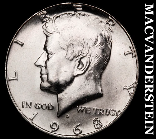 1968-D Kennedy Half Dollar- Silver- Choice Gem Brilliant Uncirculated+++ #i9846
