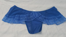 SALES Blue Mesh Lace Floral Ruffle Knicker UK Size 8/10