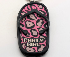 Party Girl Pink Leopard Print Sandal Flip Flop Keychain