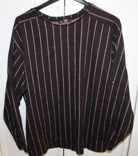 Damen Zara Tunika Bluse Shirt schwarz mit nadelstreifen m