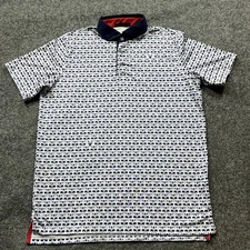 Greyson Golf Polo Shirt Mens Size Medium Racoon All Over Print Geometric Preppy