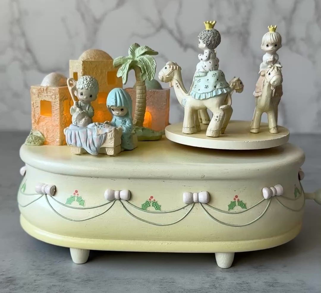Precious Moments Nativity Scene Music Box with Lights And Movement