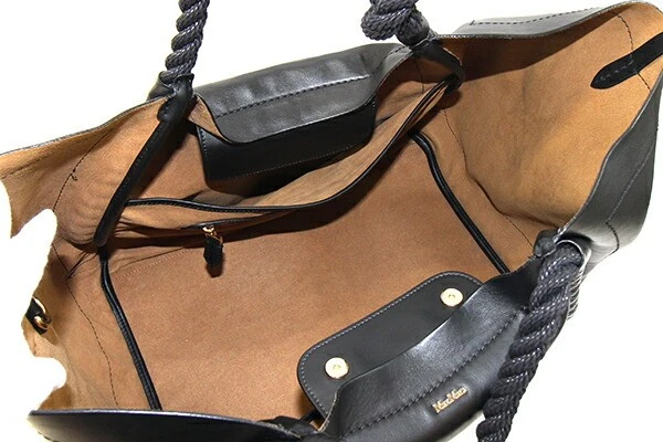 Б/у Max Mara морской сумка с короткими ручками в черной коже с большим плечевым ремнем - Изображение 4 из 4