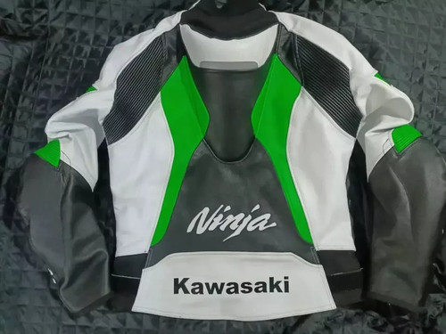 Kawasaki Racing Motorbike Leather Jacket New Kawasaki Motorcycle Biker Jacket - Picture 2 of 3