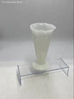 Vintage Anchor Hocking White Hobnail Milk Glass Dots-Dashes Flower Vase