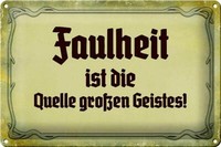 Blechschild Spruch 30X20 Cm Faulheit Quelle GroßEn Geistes Deko Schild Tin Sign