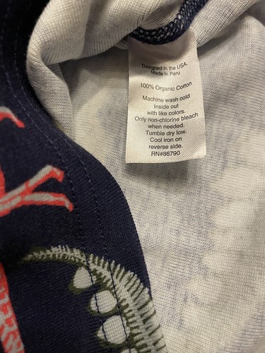 The Company Store Boys Pajama Set Dinosaurs Organic Cotton Sz 6-7 Top/Pants Peru - Picture 7 of 17