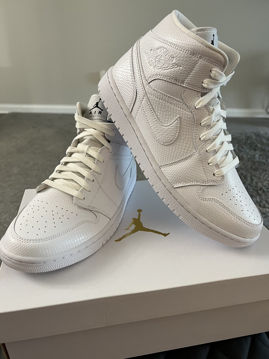 Nike Air Jordan 1 Retro Mid White Snakeskin M 10 W 11.5 Nike Air Jordan 1 Retro Mid White Snakeskin M 10 W 11.5