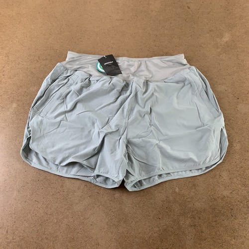 MOCOLY Women's Size Large Gray Zipper Pockets Quick Dry 4" Running Shorts NWT