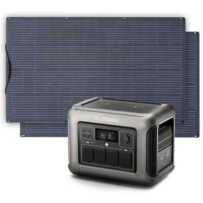 1800W Powerstation 1152Wh + 2X 200W Solarpanel Perfekte Energie Off-Grid Camping