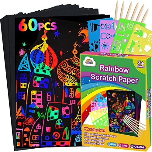 Scratch Paper Art Set: 60Pcs Magic Drawing Art Craft Kid Scratch Paper Gift - Bild 4 von 7