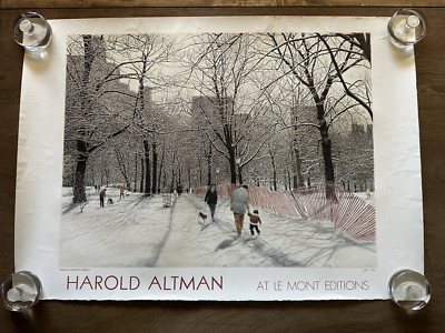 Harold Altman poster print At Le Mont Editions lithograph Snow Central Park NYC