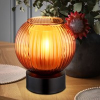 Tischlampe Nachttischlampe Tischleuchte Schwarz Glas Biglight