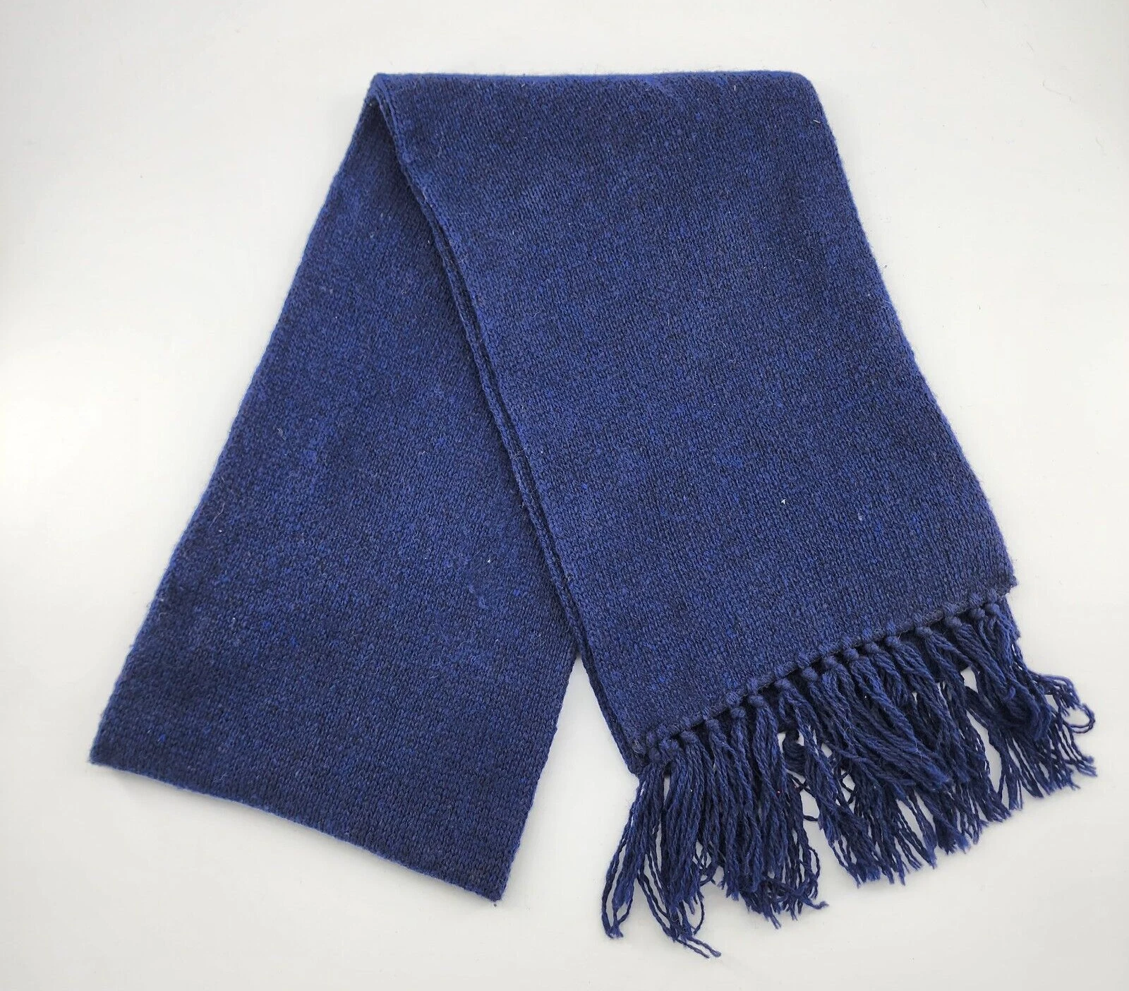 Écharpe vintage en tricot Christian Dior Shetland laine mélangée filée en Angleterre bleu 56