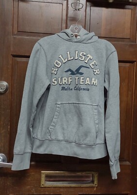 Hollister Surf Team Malibu Gray Pullover Sweatshirt Hoodie Men's