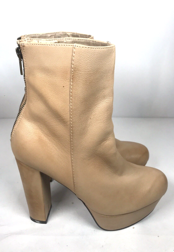 Steve Madden Women's High Heel Platform Ankle Boots Back Zipper Beige Size US 8M - Picture 2 of 17