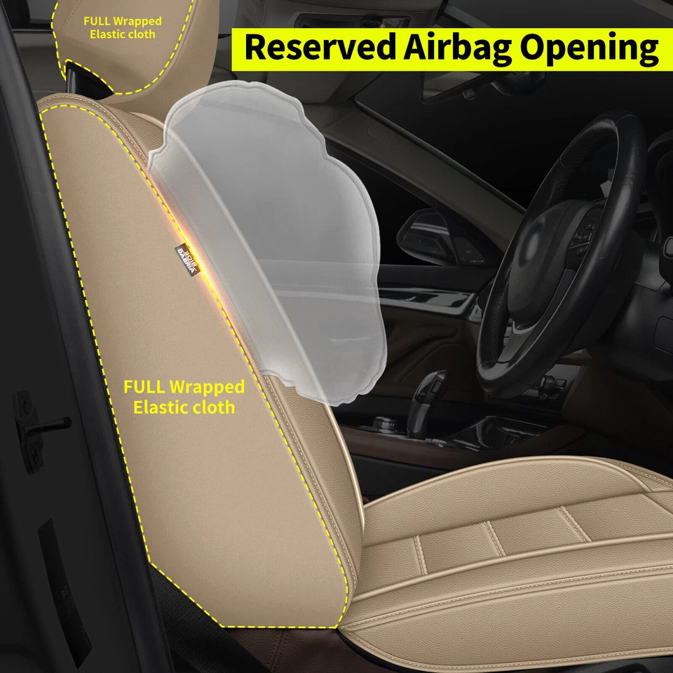 PU Leather 5-Seat Covers Front + Rear Cushion For Kia Cadenza 2014-2020 BEIGE Foto 3 de 4