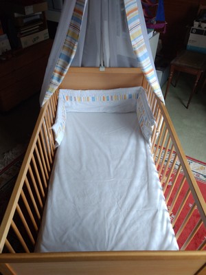 Paidi Babybett Mit Gitter Und Zelt Neuwertig Natur Holzfarben Ebay