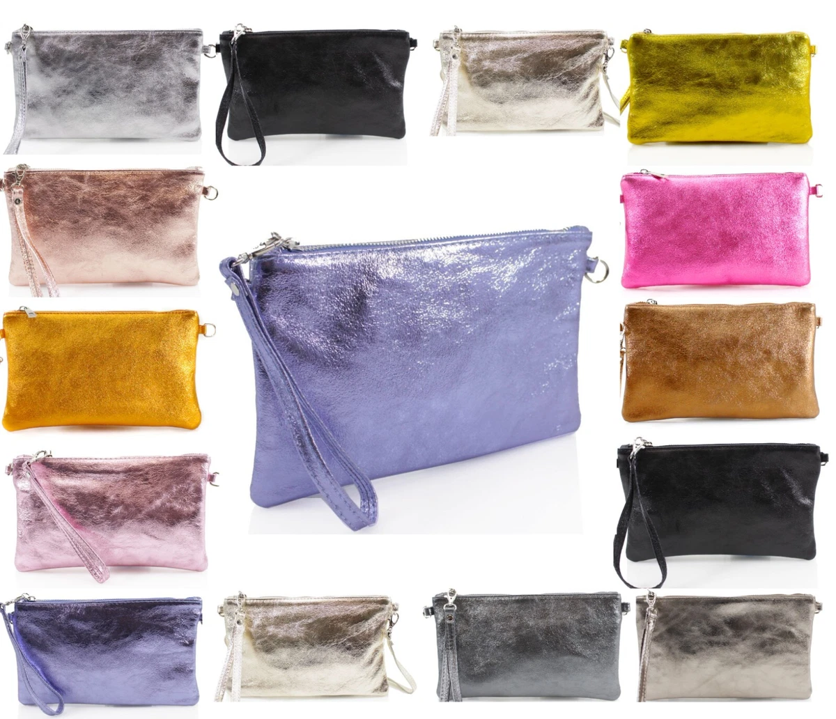 Metallic clutch shop bag