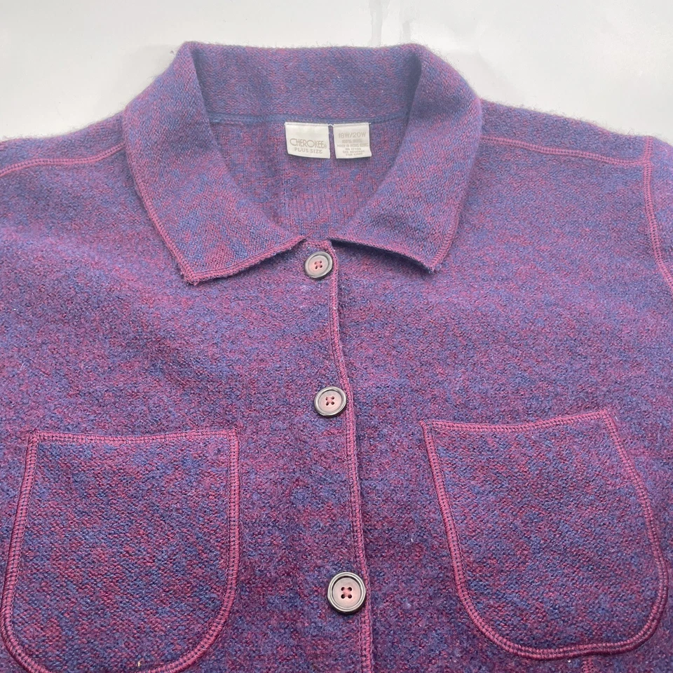 Cárdigan Cherokee Mujer Talla Grande 18W/20W Suéter Púrpura 100% Lana Damas Foto 4 de 4