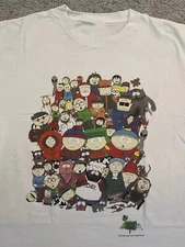 Vintage 90s South Park Comedy Central Full Cast Promo White 1998 Shirt Reprinted