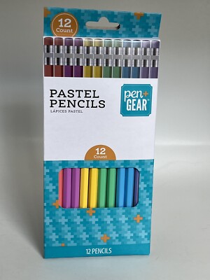 Pen+Gear No. 2 Pastel Pencils 12 Count with matching color eraser