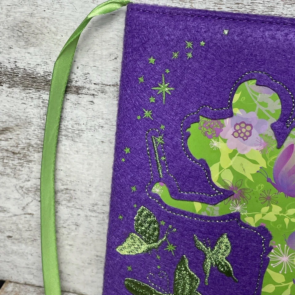 Walt Disney Tinker Bell Embroidery Cover Notebook Bookmark Purple & Green 8"x6" - Image 3 of 4