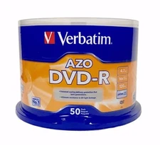 VERBATIM AZO DVD-R 16X 4.7GB Branded Logo 50 pack Spindle 95101