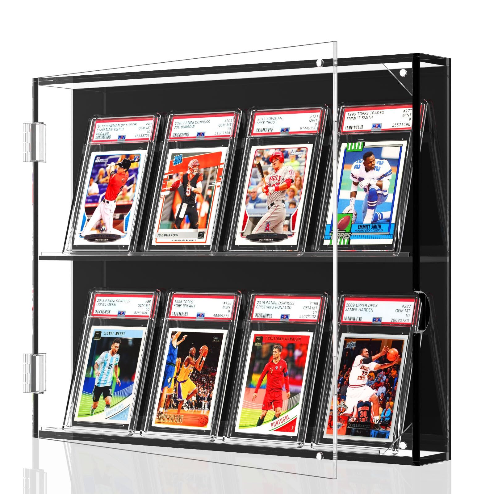 8 Graded Cards Acrylic Baseball CARD DISPLAY CASE Clear UV Wall Mount