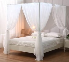 White Canopy Bed Curtain for Queen Bed, Soft Scarf Queen,