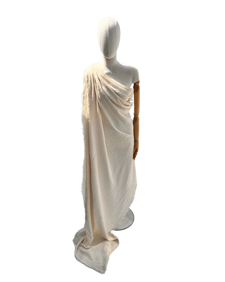 Tela de algodón orgánico neutro a rayas alfiler de doble gasa por 2 metros. Foto 2 de 4