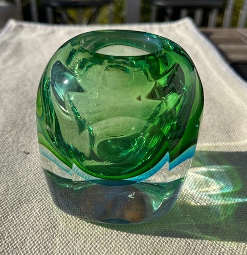 Vintage Murano Flavio Poli Sommerso Faceted Art Glass Vase - Picture 2 of 7