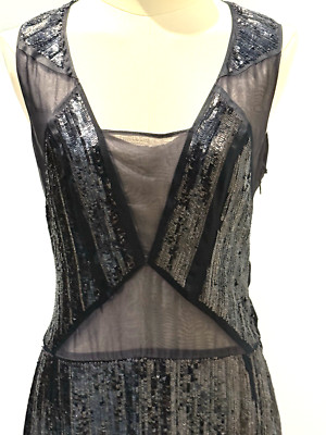 Yves Saint Laurent Runway Couture Navy Sequin Dress - Vintage -worn On Runway