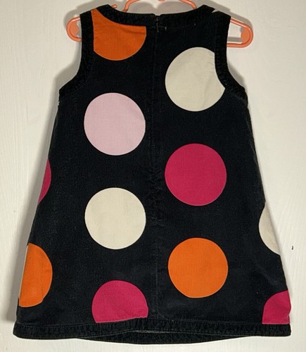 Gap Kid's Little Girl Sz 4/5 Jumper Black Corduroy Large Polka Dots Pockets Zip - Picture 10 of 10