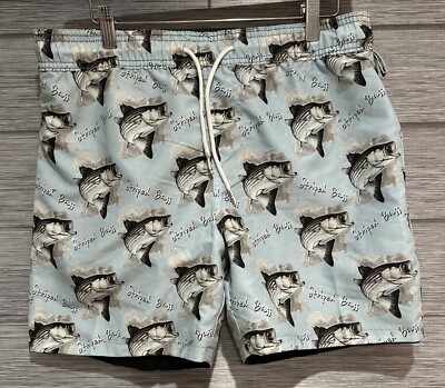 Wave life swim trunks bathing suit men's 32 Striped Bass reversible