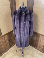 Amazing Dyed Eggplant Purple Sheared Mink Reversible Taffeta Fur Jacket Coat S