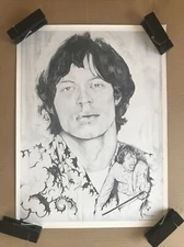 Vintage Original 1967 Mick Jagger Rolling Stones Sketch pinup Poster Memorabilia