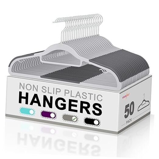 50-Pack Light & Dark Gray Plastic Clothes Hangers Non-Slip  -image