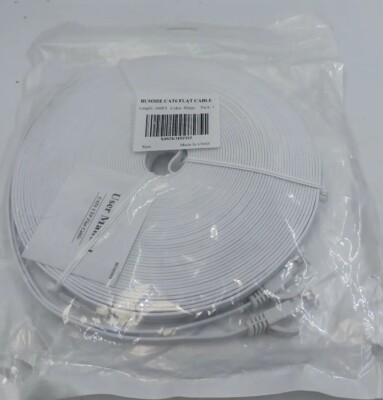 Cat-6 Flat Ethernet Cable White RJ45 Computer Internet Patch Cable 