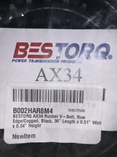 Ax34 Rubber V-Belt, Raw Edge/Cogged, Black, 36" Length x 0.51" Width x 0.34